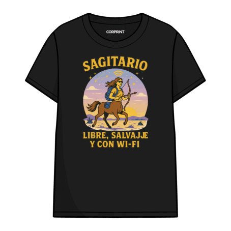 Camiseta unisex “Sagitario: Libre, Salvaje y Con Wifi”